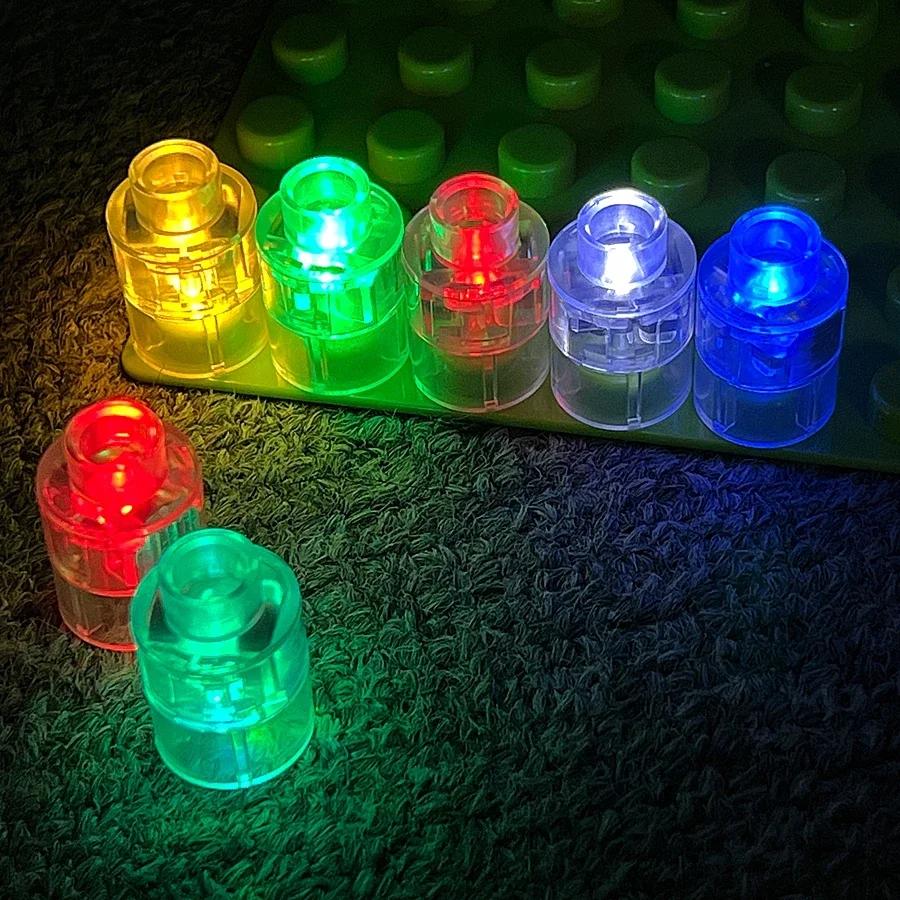 5Pcs Big Size Round LED Light Brick Luminous Lamp Accessories Flash Building Block Xmas Toy Lights Compatible With Leduo Brand