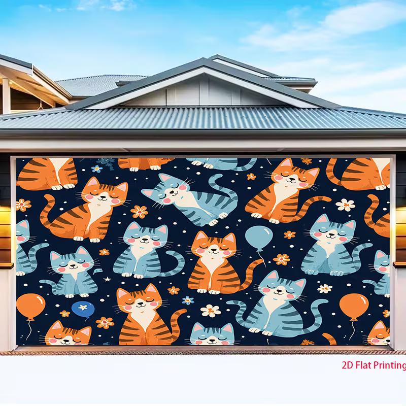 2D Cheerful Cat Tapestry, Cute Kittens for Kids Room Decor