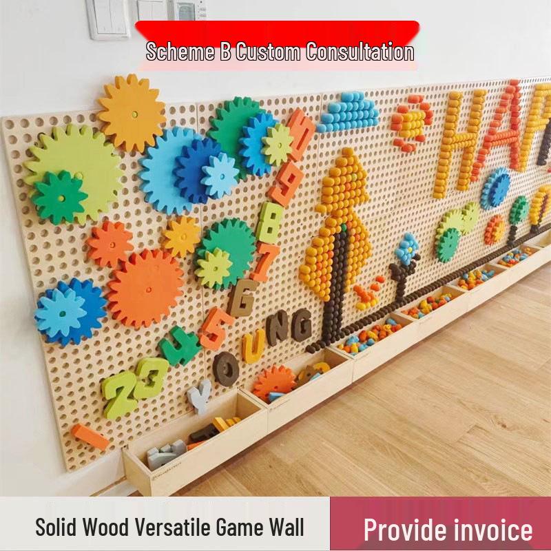 Peg Beads Wall Toy: Interactive Wooden Blocks & Wall Decoration Game for Kindergarten.