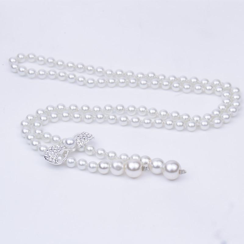 Single Row Imitation Pearl Waist Chain Dress Summer Belt Bow Buckle Pentagram Multi-Buckle Multi-Style