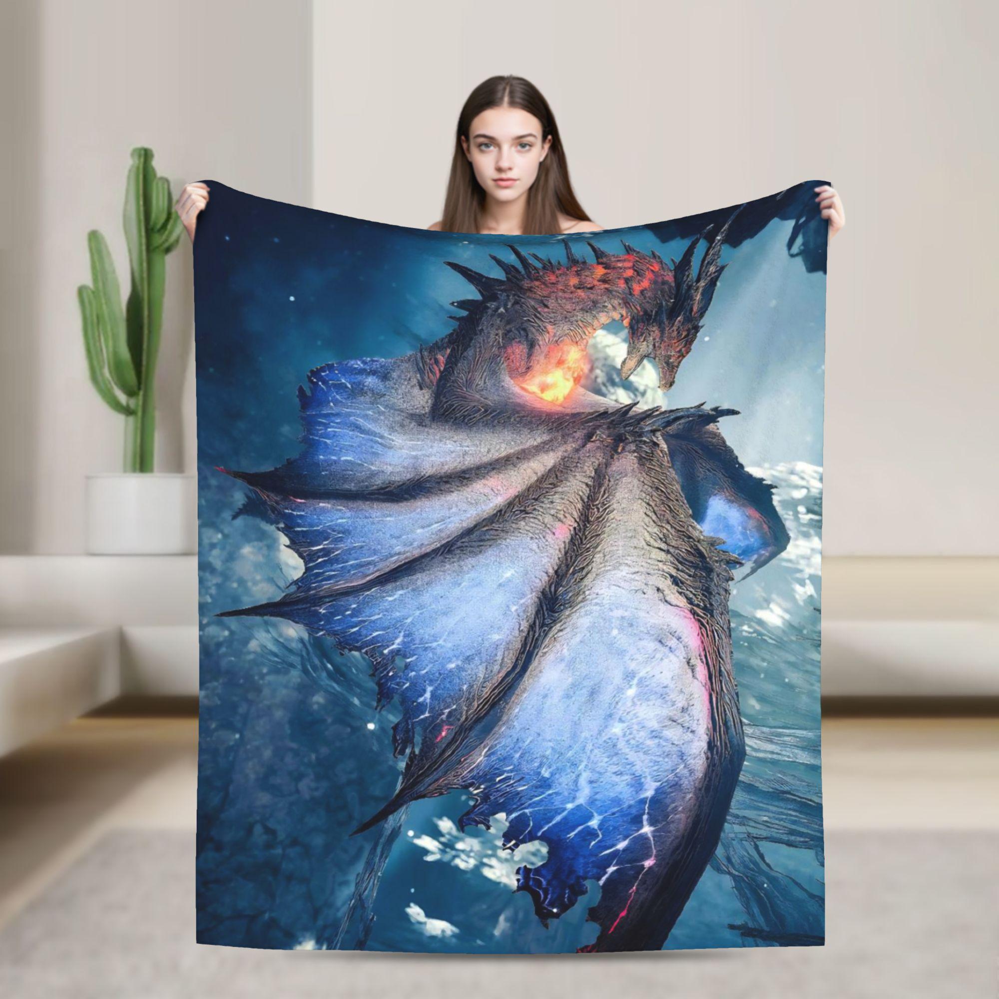 

Monster Hunter Wilds Flannel Blanket Spring Soft Durable Throw Blanket for Kids Adult Couch Bed Bedspread Sofa Bed Cover 75x90cm