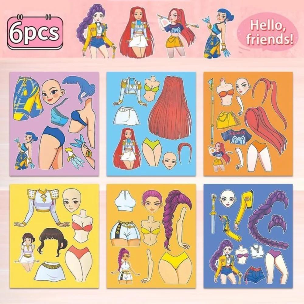 a 6/18Sheets Funny Kpop Demon Hunters Cartoon Puzzle Sticker DIY Phone Laptop Luggage Graffiti Decals Fun for Kid Gift S S/@