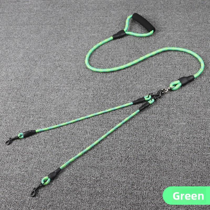 Pet Double-headed Dog Leash with Wavy Pattern, One Drag and Two Traction Rope, Anti-tangling and Detachable