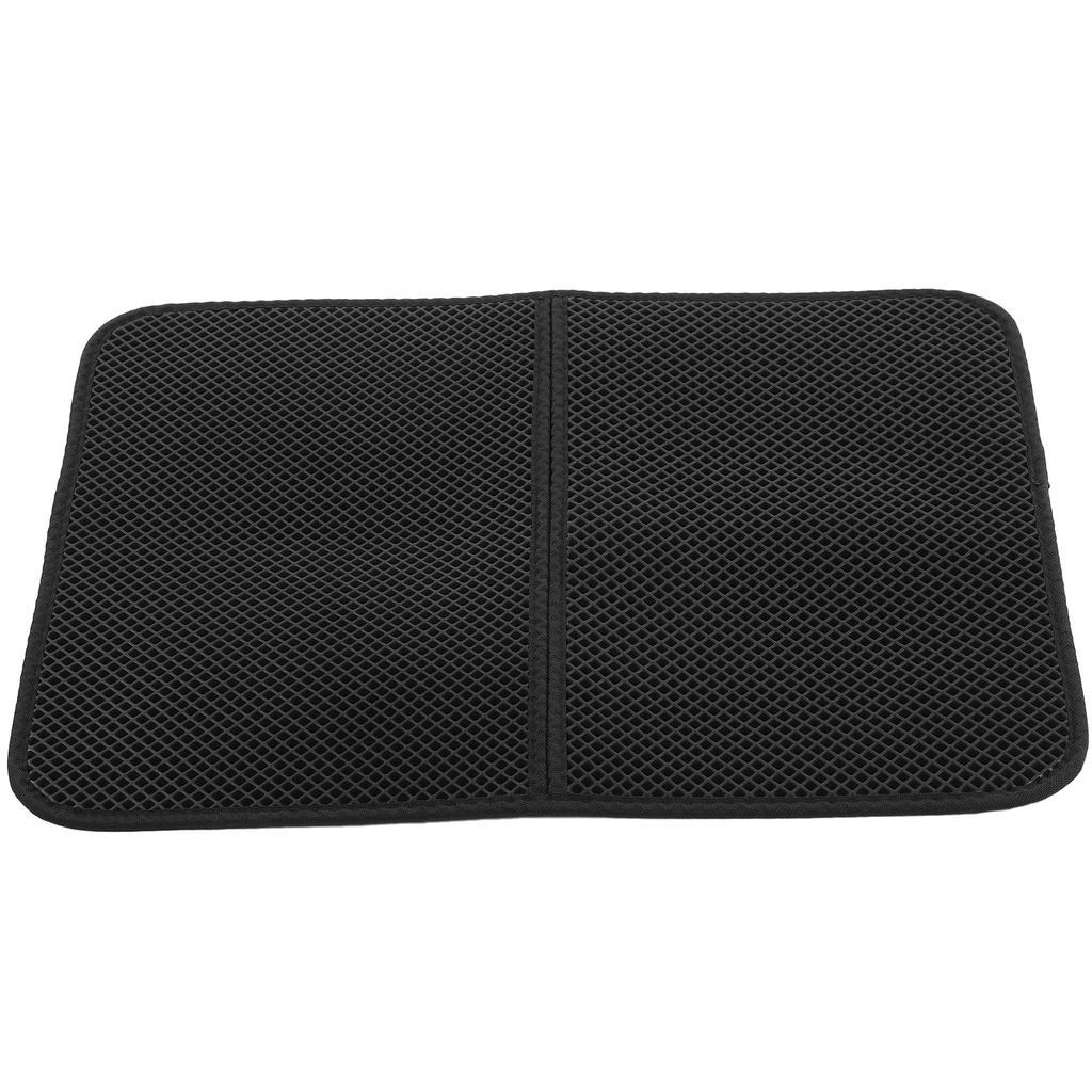 EVA Double Layer Cat Litter Trapping Mat AntiSlip Soft Litter Catcher Scatter Control Pad(Black L)