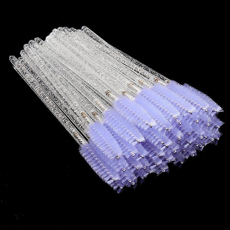 Crystal Spiral Disposable Eyelash & Eyebrow Brushes, 50-Pack – Convenient Nylon Beauty Tool.
