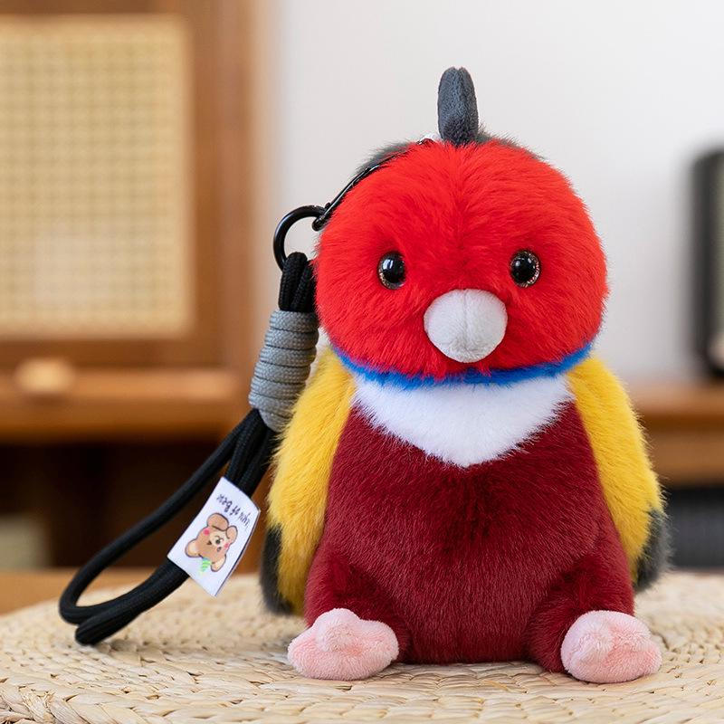 Small Plush Bird Keychain - Penguin & Parrot Figures Hanging Ornament