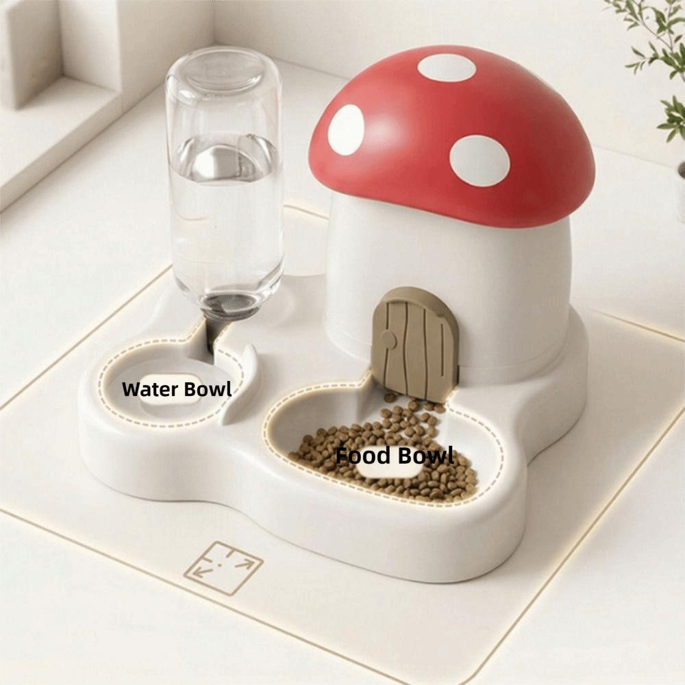 2 in 1 Mushroom Pet Automatic Feeder Large Capacity Cat Water Dispenser  Multi-Pet Household