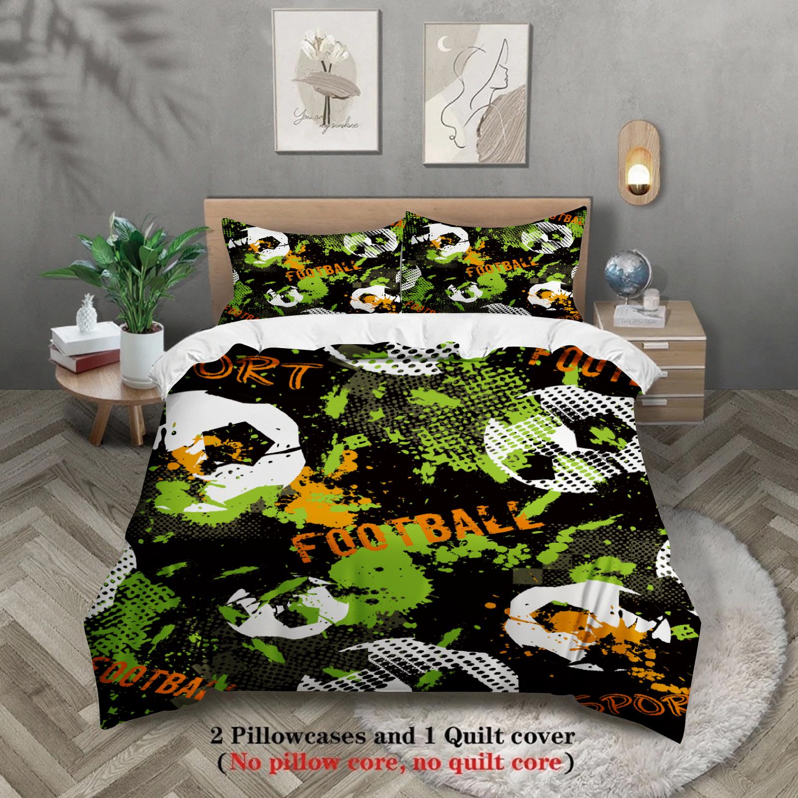 

3 шт. Комплект постельного белья Мультяшный Футбол 3D Принт Матовый Удобный Пододеяльник Королевский Размер Квин Полуторный Односпальный Размер Подарок на День Рождения Декор Комнаты EU Single 135x200cm
