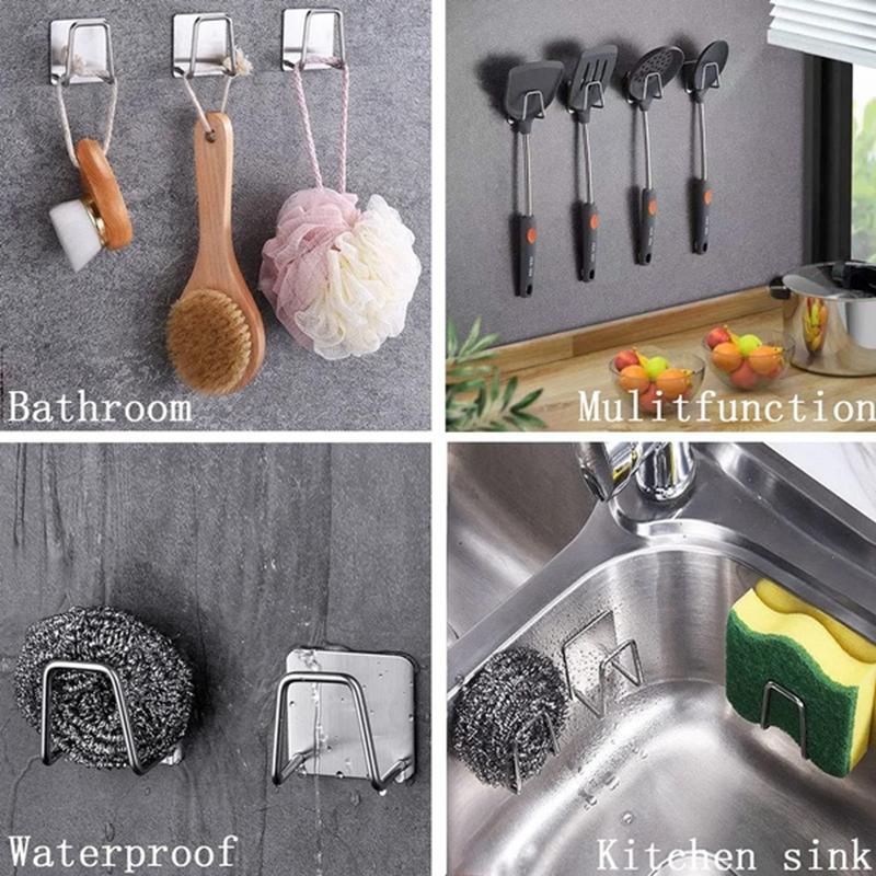 Kitchen Accessories Punch Free Sponges Holder Storage Hook Shelf Bathroom Stainless Steel Storage Holder Bathroom Accessories