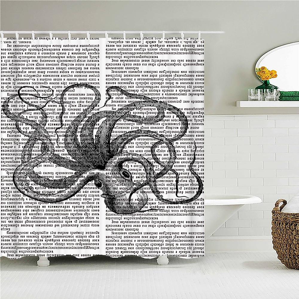 Funny Art Octopus Printed Shower Curtain Washable Curtain With Hook Bathroom Decorative Curtain 3D Shower Curtains 300*180Cm