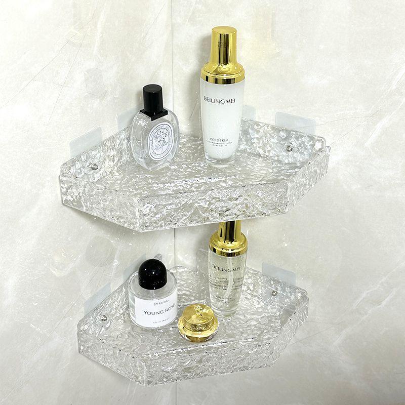 Wall Mounted Acrylic Bathroom Corner Shelf,Acrylic Bathroom Rack,Floating Shower Corner Shelf,Shower Shelf for Storage & Display
