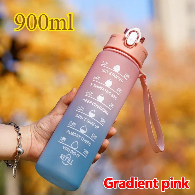

Спортивная бутылка для воды 900 мл с отметкой времени, герметичная, мотивационная чашка, пластиковая бутылка для улицы, фитнеса, тренажерного зала, бега