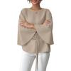 Solid Color Belted Batwing Sleeve Top, Fashion Casual Elegant Spring Summer Daily Wear