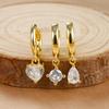 3PCS Stainless Steel Zircon Heart Minimal Hoop Earrings Set For Women Geometry Round Water Drop Pendant Earring Fashion Jewelry