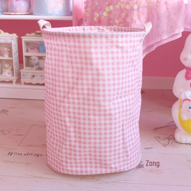Compact Cotton & Linen Fabric Storage Basket for Clothing & Sundries