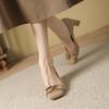 Sheepskin Square Head Thick Heel Shallow Mouth Single Shoes Small Fragrant Wind Evening Wind High Heels Retro Mary Jane Shoes