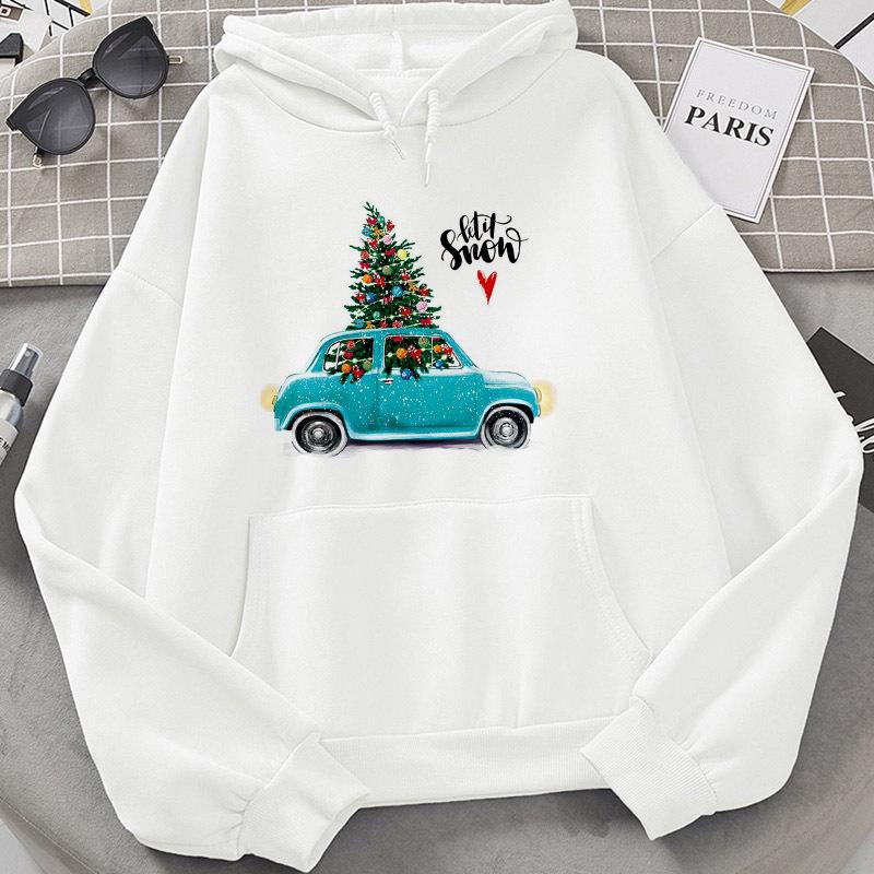 Harajuku Fleece Pullover Hoodie Christmas E Print Hoodies