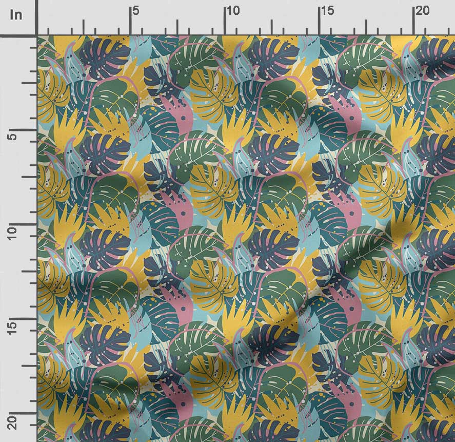 Soimoi Leaves Print,  Cotton Cambric, Quilting Fabric Sold by The Yard 42 Inch Wide, Medium Weight Cotton Fabric,