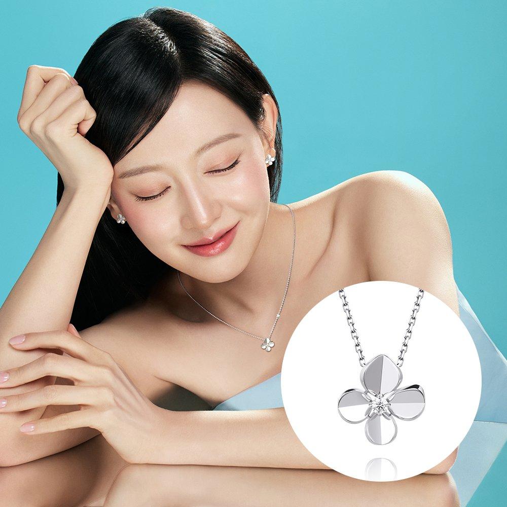 [Stonehenge]] Love Duet Silver Necklace Sa25A81U