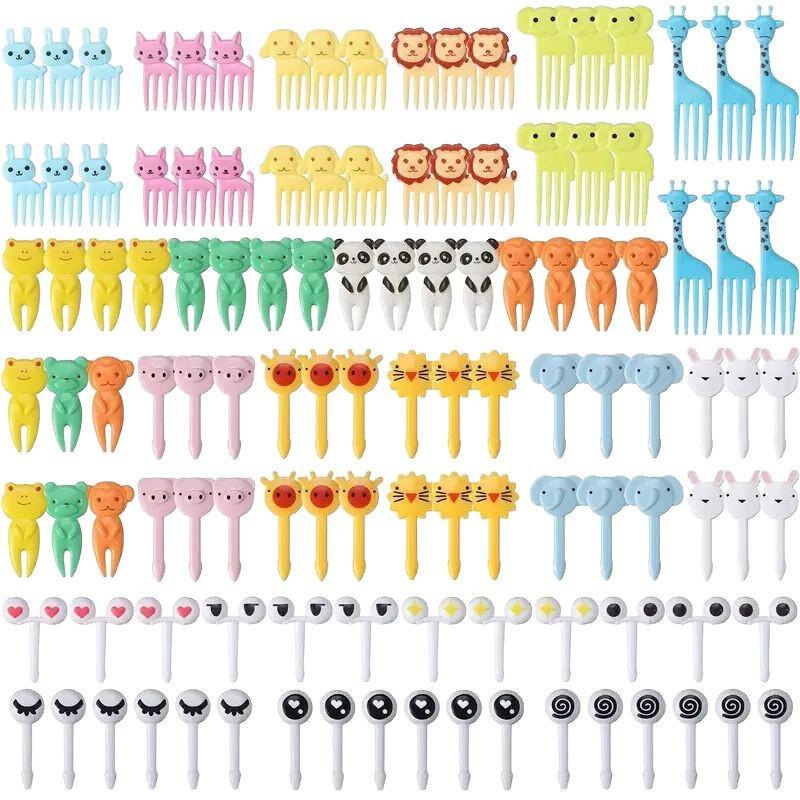 Japanese Animal Cartoon Fruit Fork Set – Cute and Creative Plastic Picks for Kids' Bento Boxes.