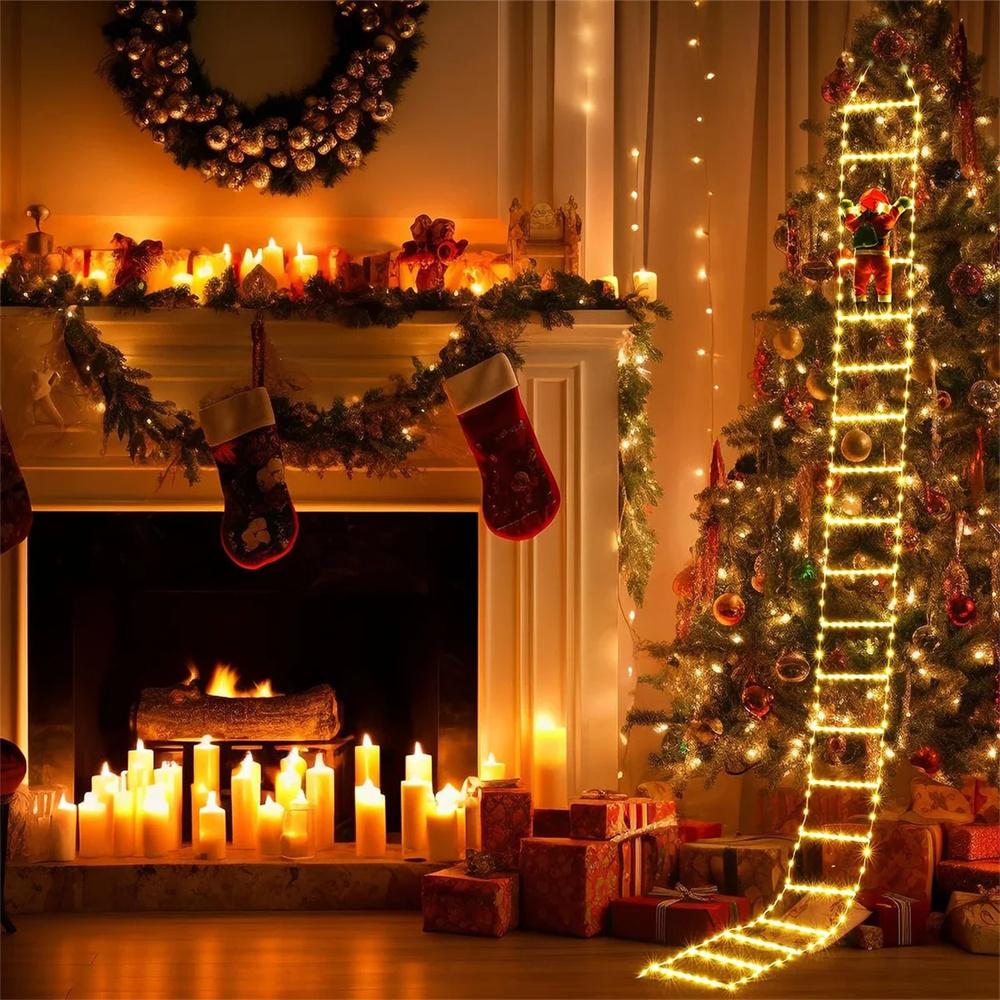 3M Santa Claus Climbing Ladder Warm Light Home Cristmas Tree Decoration Ornement