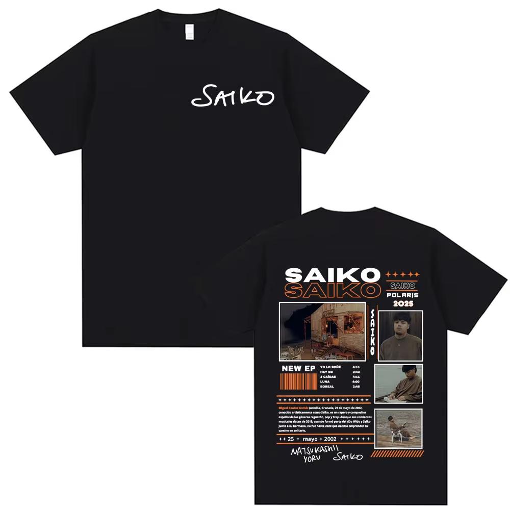 

Rapper SAIKO POLARIS Album Tour 2026 Merch T-shirts Men s Clothing Oversized T Shirt Vintage Hip Hop Comfort Cotton T-shirt T... S разноцветный