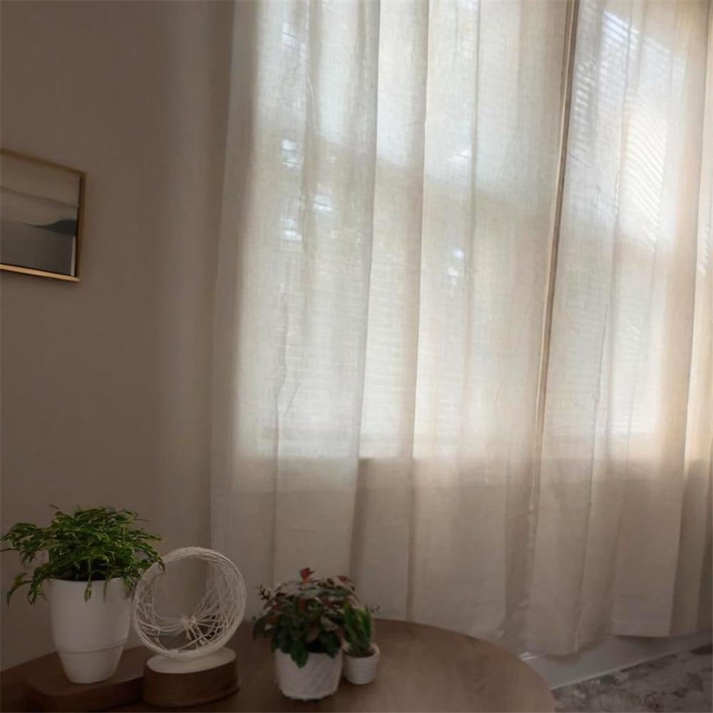 Tende in Lino Lunghezza da 45 Pollici a 107 Pollici Tenda Filtrante per Finestre per Soggiorno Camera da Letto Tende per la Casa con Tasca per Asta