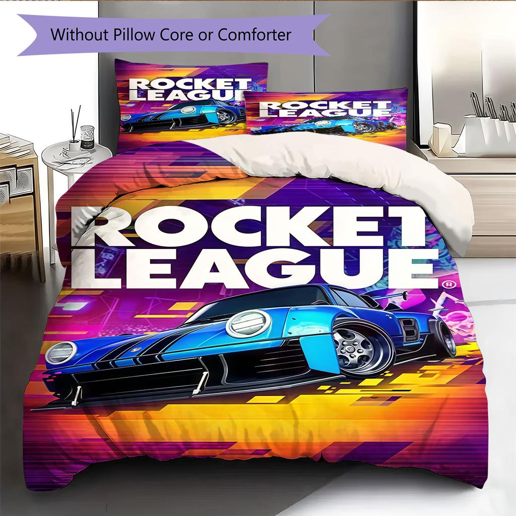 Set Copripiumino Trapuntato Rocket League Copripiumino Federa Decorazione per la Casa Regalo di Compleanno (1 * copripiumino + 2 * federa, senza nucleo)