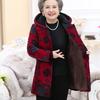 Grandma's Velvet-Lined Corduroy Hooded Winter Coat for Elderly Women