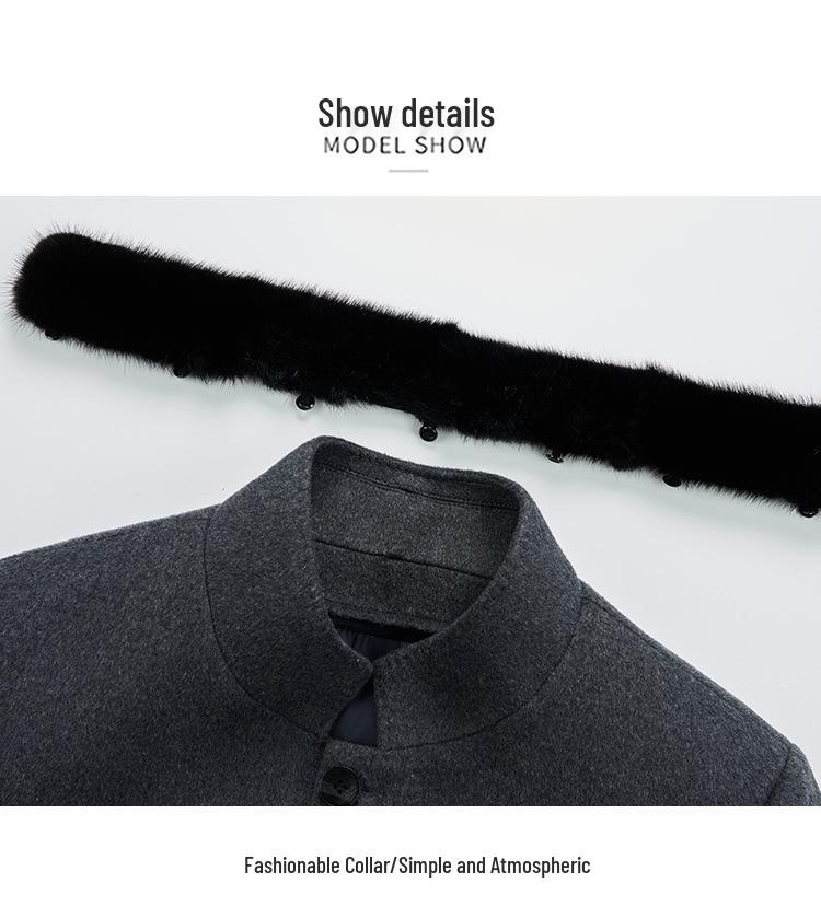 Men's Mid-Length Wool Coat with Removable White Goose Down Liner - Thickened Warm Windbreaker for Autumn/Winter Season