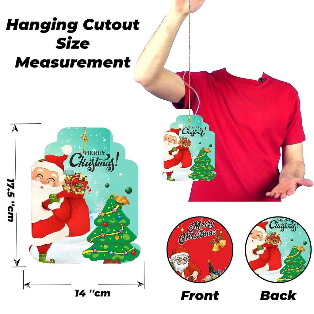 Merry Christmas Tree Decoration Items | Santa Claus Gift Bag Christmas Tree Decorative Paper Card Door Wall Hanging (Set of 10)