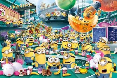 Yanoman [Made In Japan] 1000-Piece Jigsaw Puzzle Minions: The Strange Jelly Factory (50x75cm) 10-1409, Includes Piece Request Postcard, Self-Adhesive