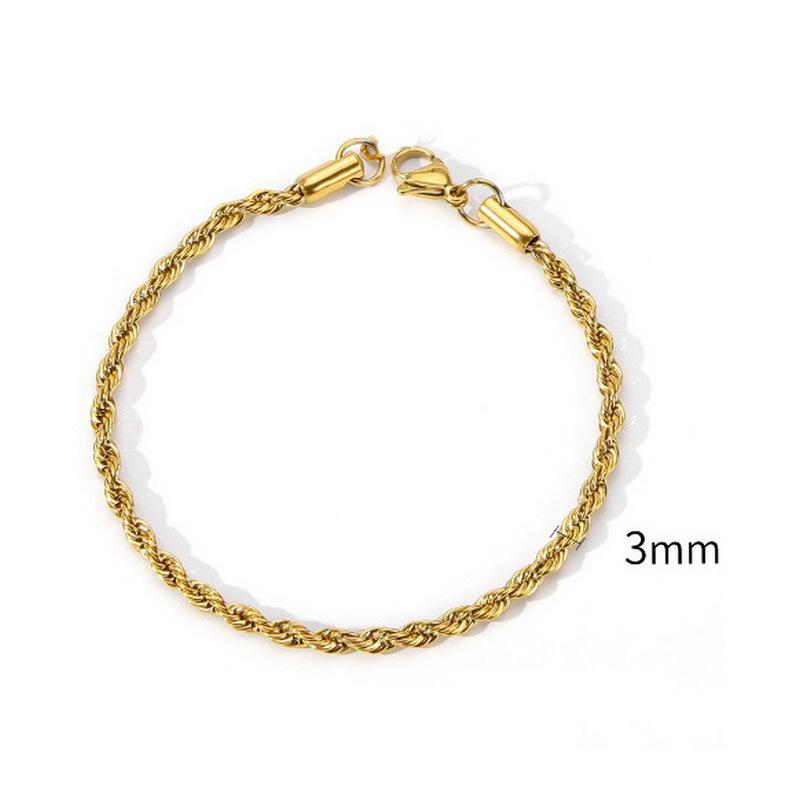 Fashion Titanium Steel Spiral Hemp Rope Twisted Chain Couple Bracelet with Lobster Clasp - Multi-Size Hip Hop Trend