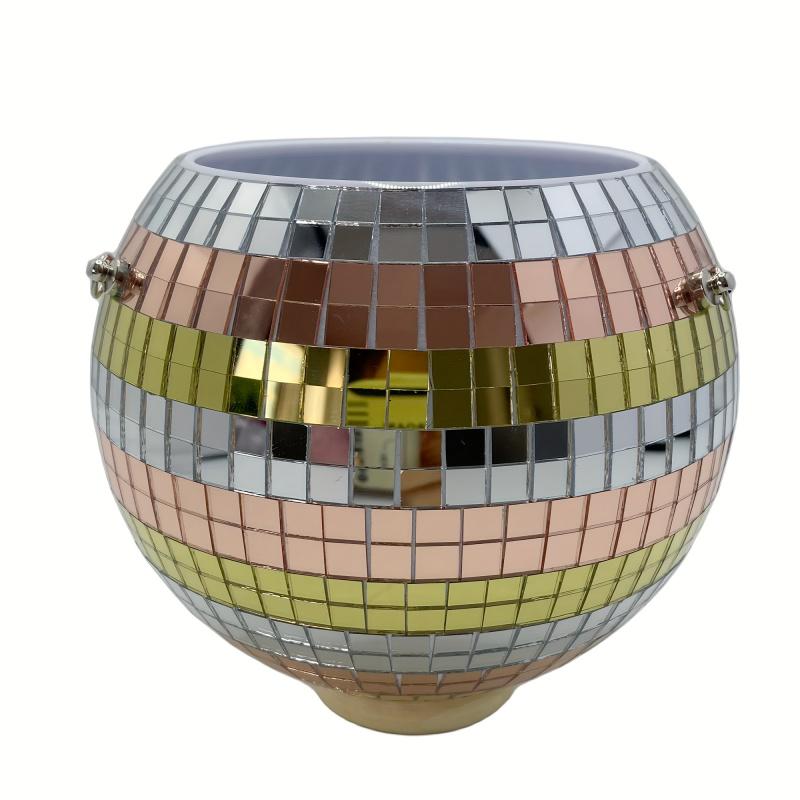 1pc Unique Handcrafted Bohemian-Inspired Hanging Disco Mirror Ball Planter - Self-Watering, Space-Saving, Stylish Home Decor for