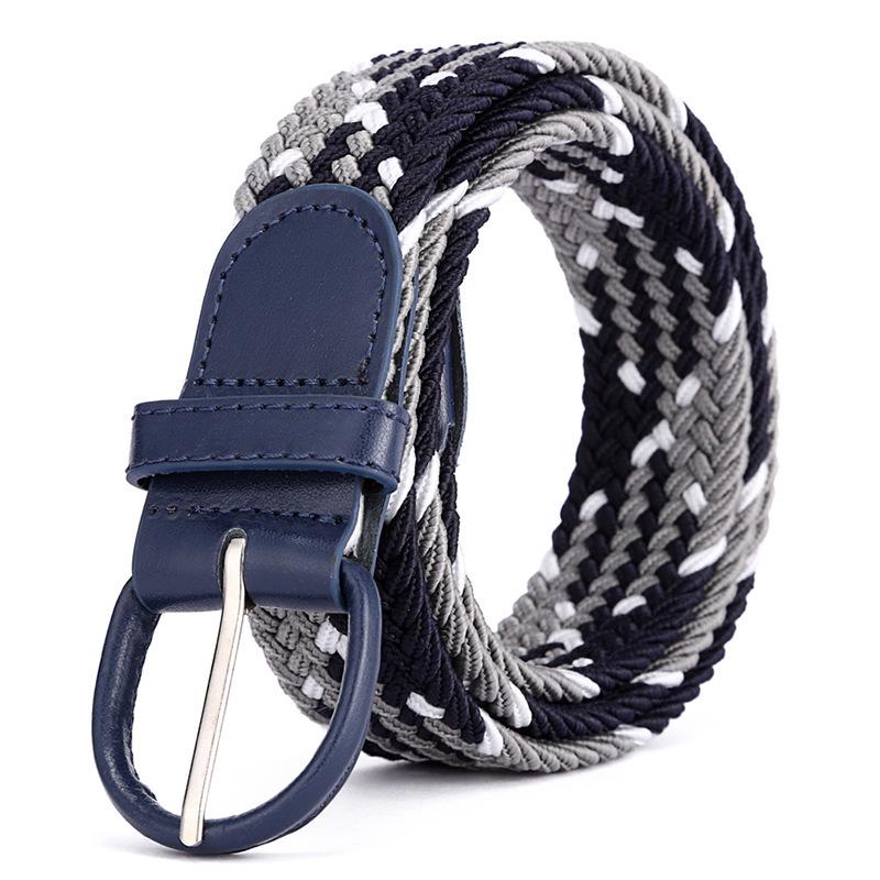 Dames elastische en elastisch geweven riem in één outfit, casual en veelzijdige denim riem voor mannen en vrouwen 105CM gray