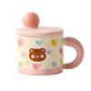 Cat Ceramic Cup with Lid Cute Girl Mug High Looking Water Cup Household Breakfast Cup Birthday Gift