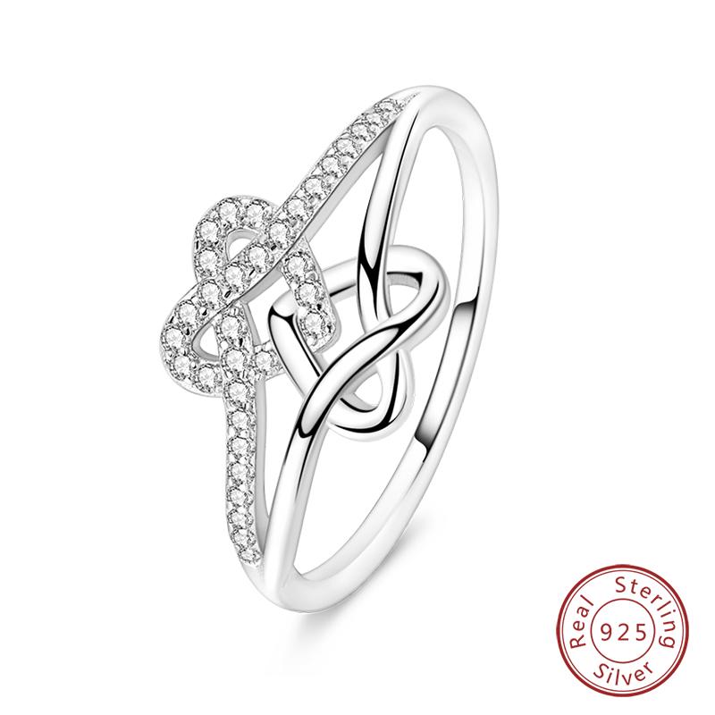 925 Silver Heart Shaped Infinite Minimalist Rings Hollow Celtic Knot Rings For Women Elegant Engagement Wedding Jewelry