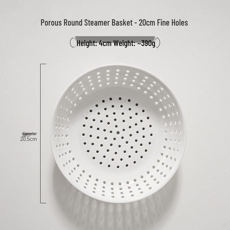 Plato Vaporizador de Cerámica de Grado Alimenticio para Empanadillas, Bollos, Mantou, Mariscos – Rejilla/Cesta Redonda Porosa