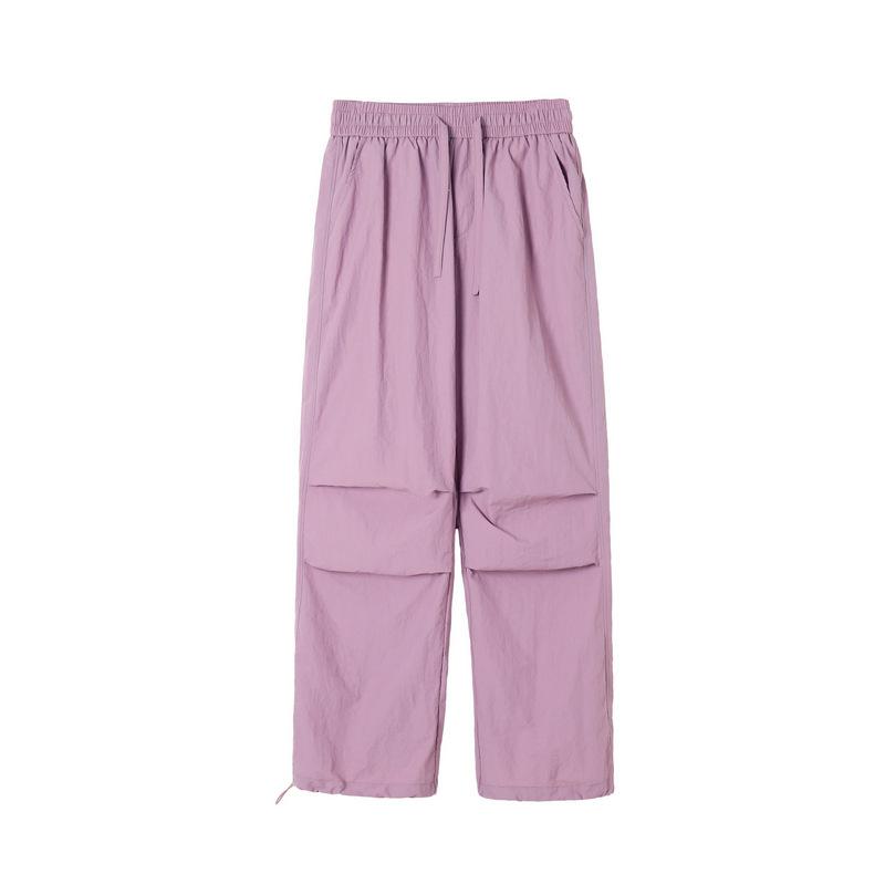 Men's Drawstring Straight Tube Paratrooper Pants New Product Trendy Brand Two Wear Loose Pleated Thin Workwear Pants for Men