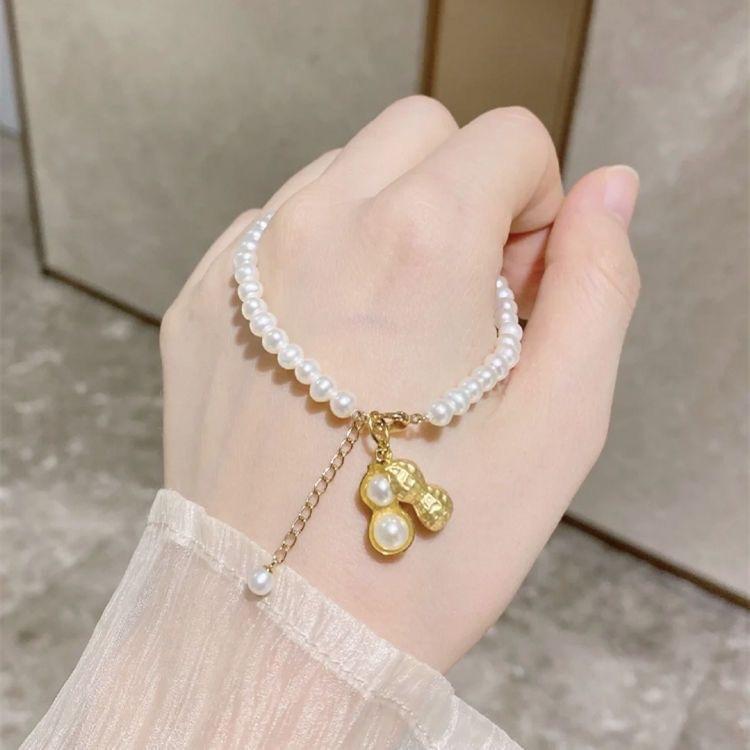 Strip imitation pearl aquamarine bracelet female niche design temperament girlfriend birthday
