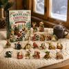 Advent Calendar Box 24 Days Christmas Calendar, Forest Animals Countdown Acrylic Elf Figures Cute Collectible Toys for Holiday Party Decoration Nature