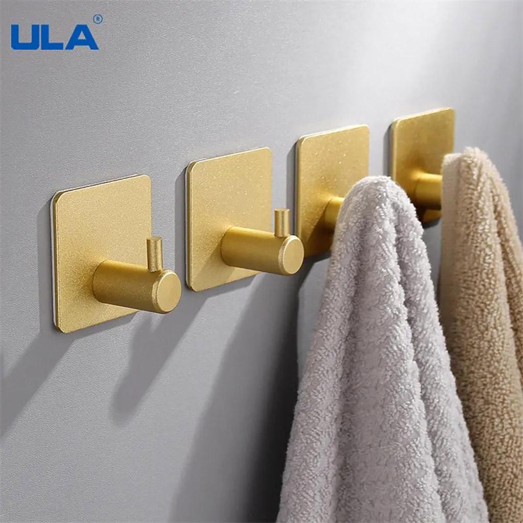 1PC Adhesive Wall Hooks Bathroom Robe Hook Wall Hanger for Clothes Hat Coat Handbag Metal Kitchen Rack Bath Accessories