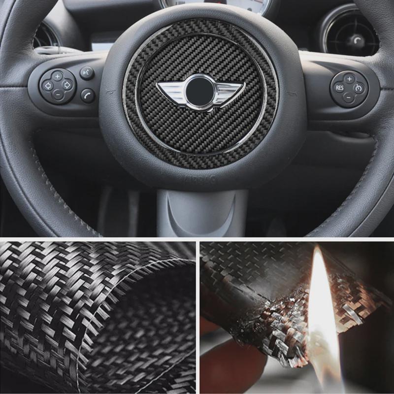 Autocolant central pentru volan din fibră de carbon pentru Cooper R55 R56 R60 R61 F55 F56 F60 Clubman Countryman Accesorii