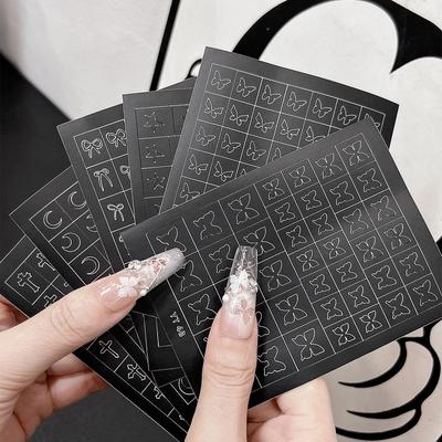 1pc Hollow Bow Cloud Moon Adhesive Nail Aid Sticker Gift for Friends