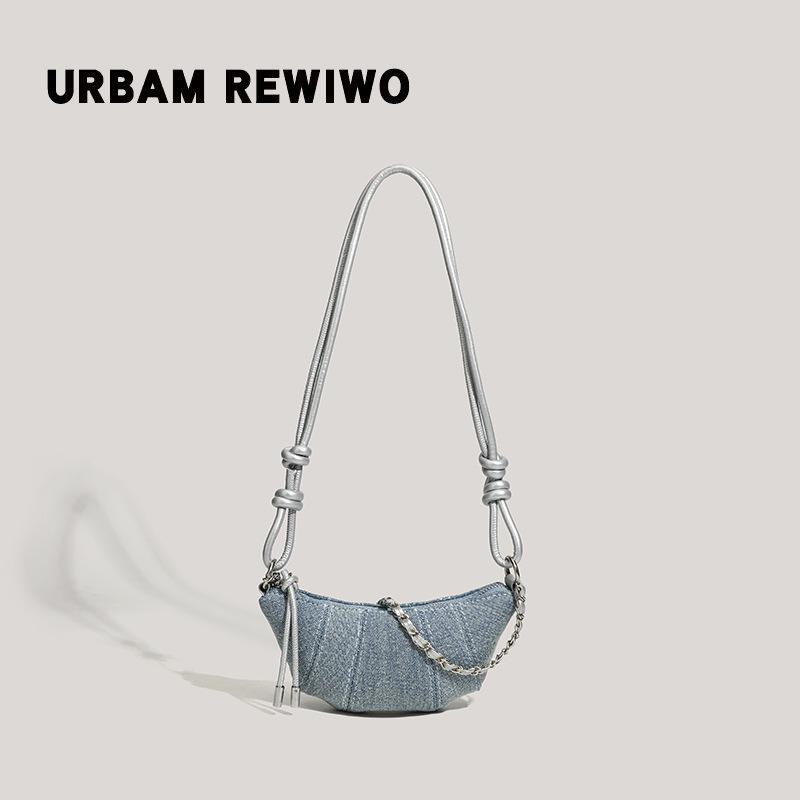 Denim bag women s new trendy niche super fire shoulder armpit bag fashion popular messenger croissant bag