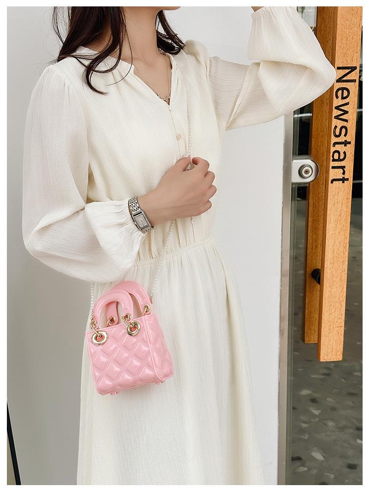 2025 Sommer Mini Diamantmønster Jelly Bag - PVC Perle Crossbody for Barn & Kvinner