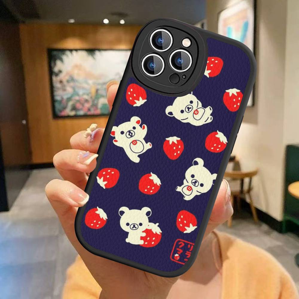

Rilakkuma Anime Cute Cartoon Phone Case For IPhone 16 15 14 13 12 11 Pro Max Plus 16E Soft Leather Cover iphone 12pro