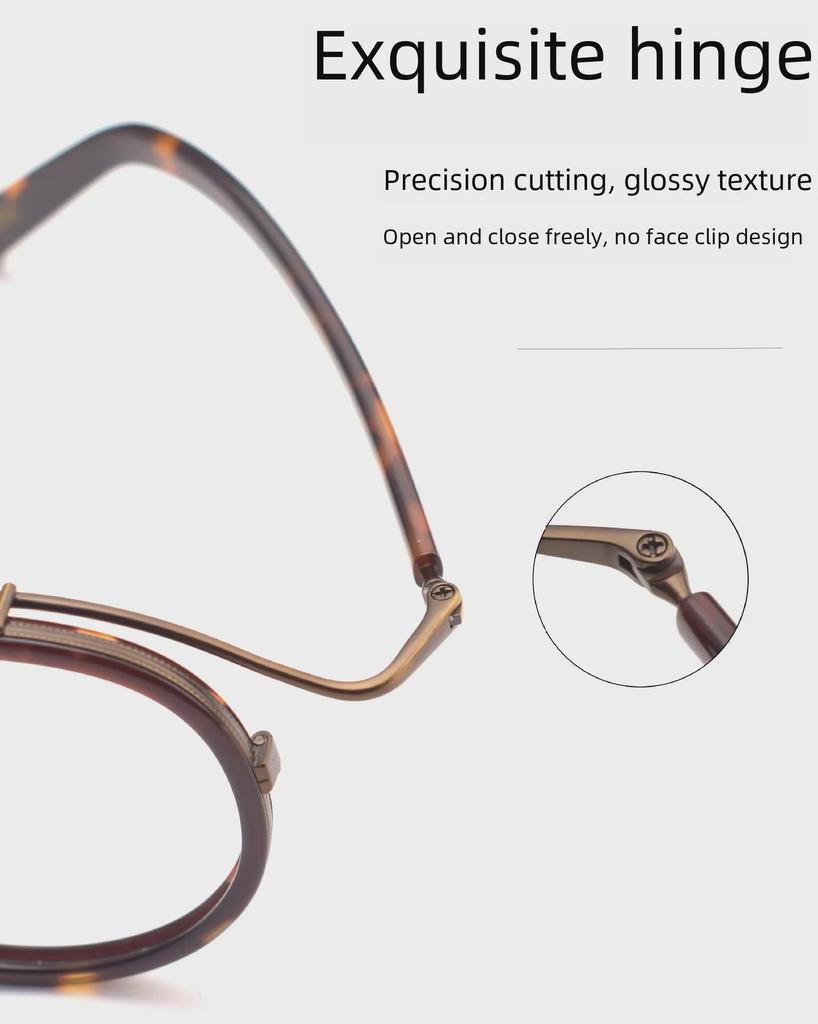 Hutong Song Retro Pure Titanium Round Glasses with Anti-Blue Light for Large Faces - Fashionable and Myopia-Compatible