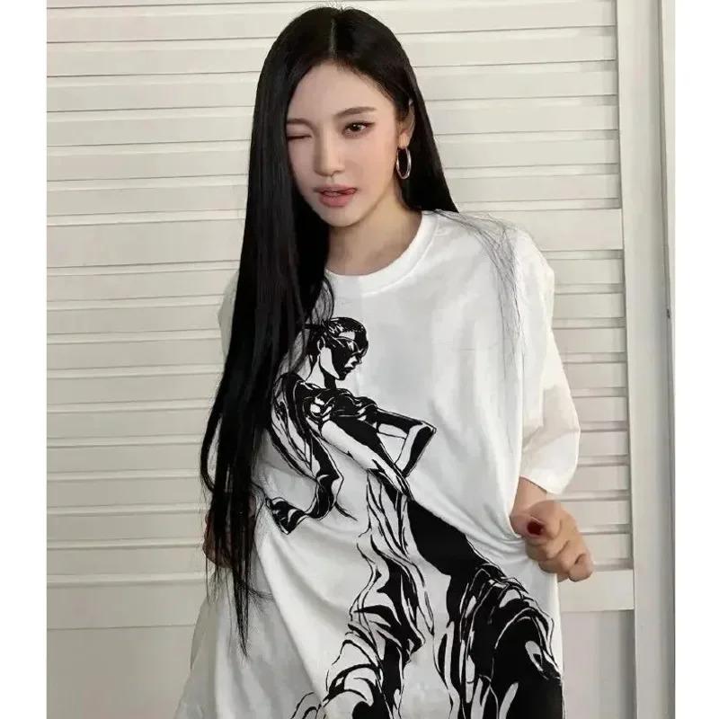 KPOP Aespa Whiplash Limited Edition Cotton T-shirt Short Sleeve KARINA GLSELLE WINTER NINGNING Same Print Loose Anime Techno Top