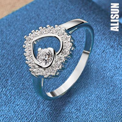925 Ayar Gümüş AAA Zirkon Kalp Şeklinde Yüzük Moda Düğün Takısı